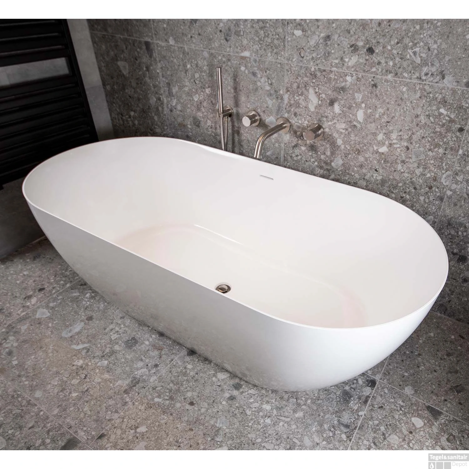 Vrijstaand Ligbad Luca Sanitair Vasca 175x80x58 Cm Mineraal Marmer Glans Wit (inclusief Afvoer En Sifon) 2 Vrijstaand Ligbad Luca Sanitair Vasca 175x80x58 Cm Mineraal Marmer Glans Wit (inclusief Afvoer En Sifon) - Afbeelding 2