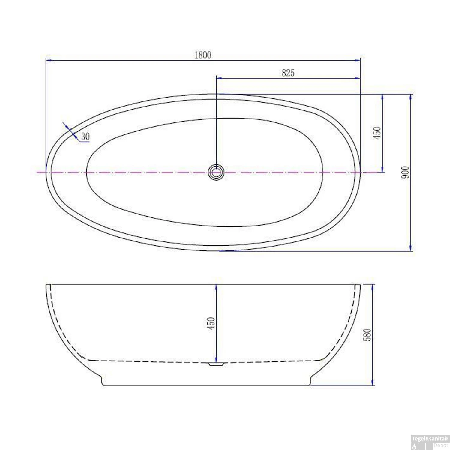Vrijstaande Whirlpool Wiesbaden Ellips 180x90x58 Cm Luchtsysteem Met Gunmetal Jets Wit 4 Vrijstaande Whirlpool Wiesbaden Ellips 180x90x58 Cm Luchtsysteem Met Gunmetal Jets Wit - Afbeelding 4
