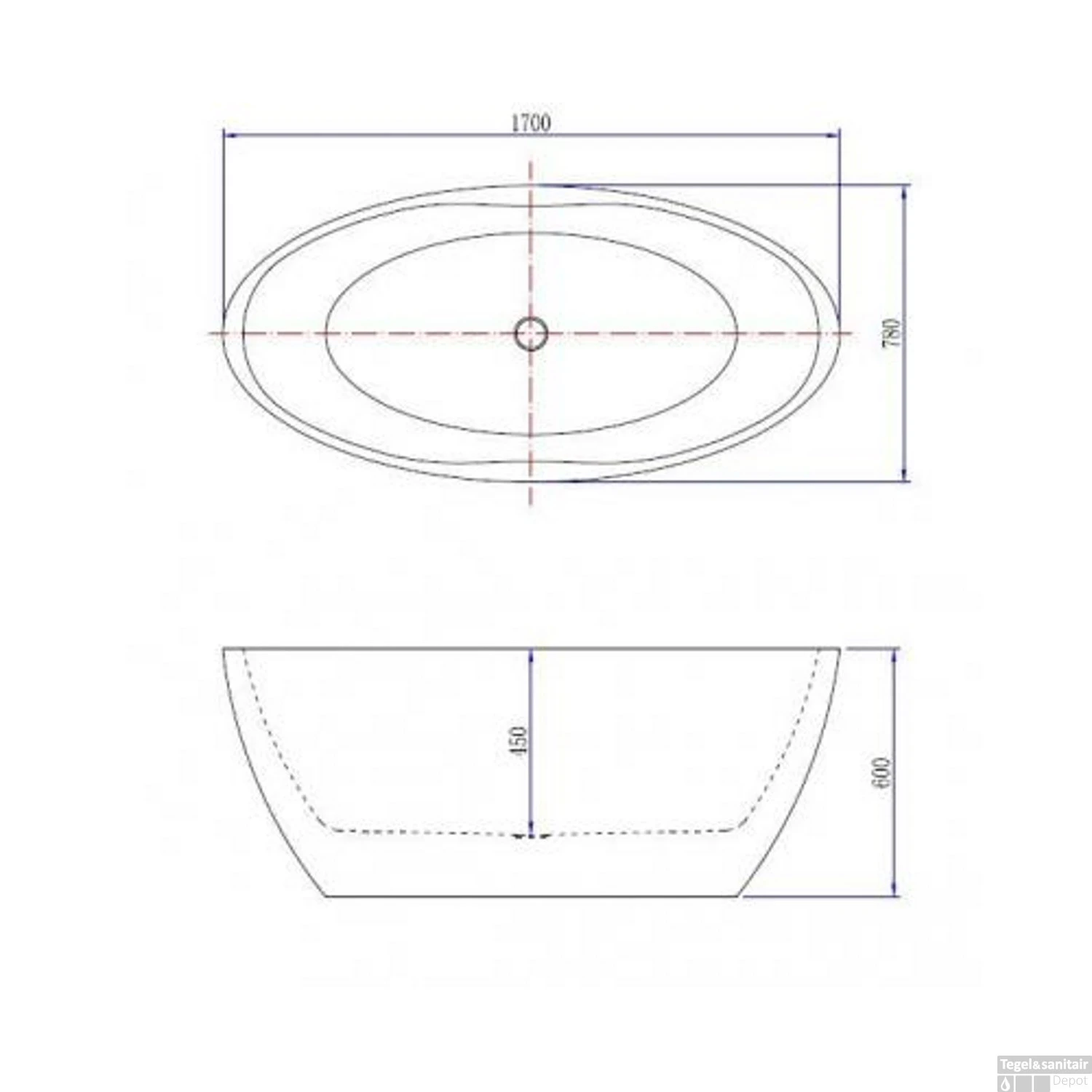 Vrijstaande Whirlpool Wiesbaden Oval 170x78x60 Cm Luchtsysteem Met Gunmetal Jets Mat Wit 4 Vrijstaande Whirlpool Wiesbaden Oval 170x78x60 Cm Luchtsysteem Met Gunmetal Jets Mat Wit - Afbeelding 4