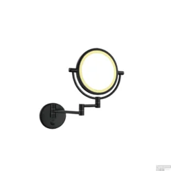 Wand Scheerspiegel Wiesbaden Met LED Verlichting Ø20cm Staand 5x Vergrotend Mat Zwart