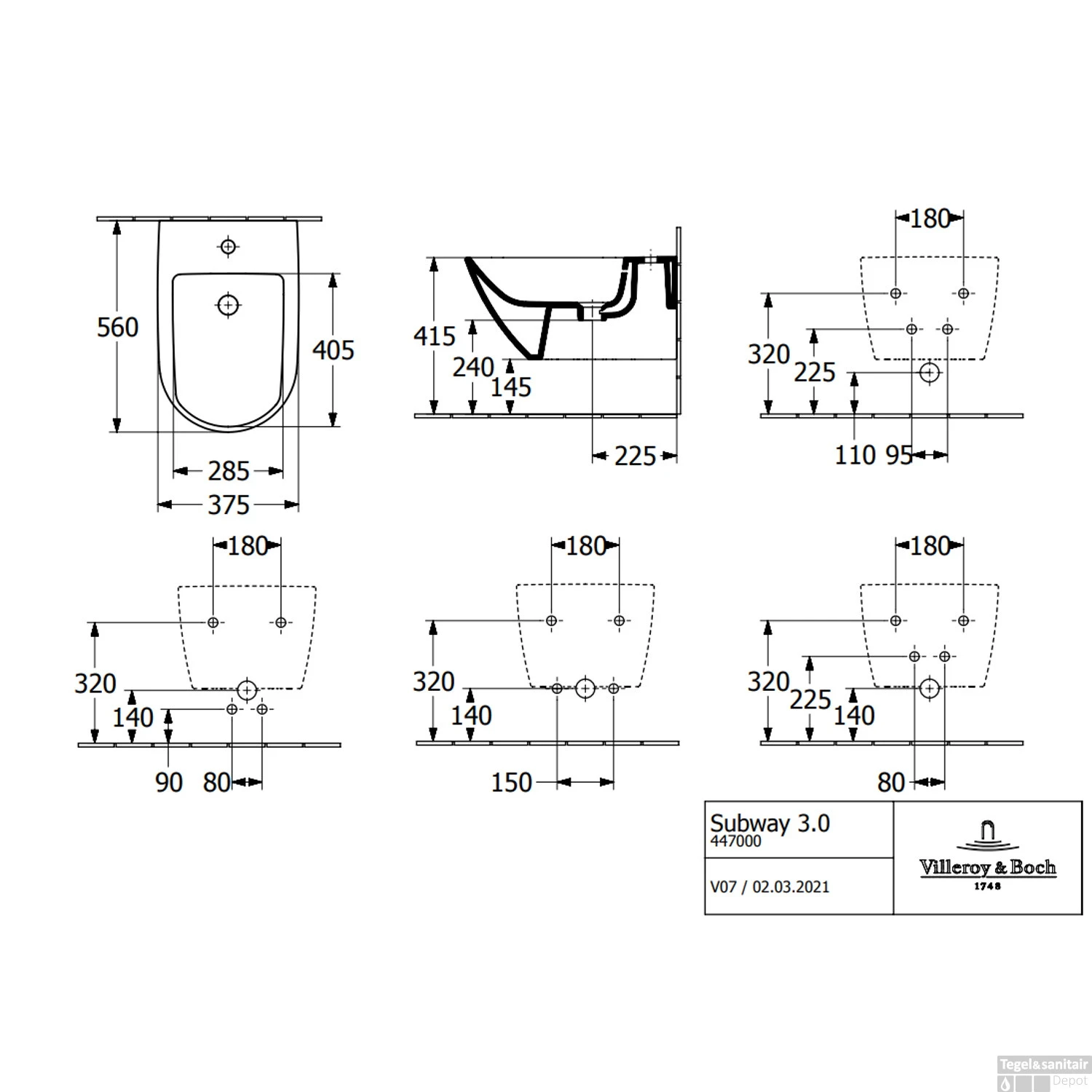 Wandbidet Villeroy & Boch Subway 3.0 CeramicPlus 56x37.5x27cm Wit Alpin 7 Wandbidet Villeroy & Boch Subway 3.0 CeramicPlus 56x37.5x27cm Wit Alpin - Afbeelding 7