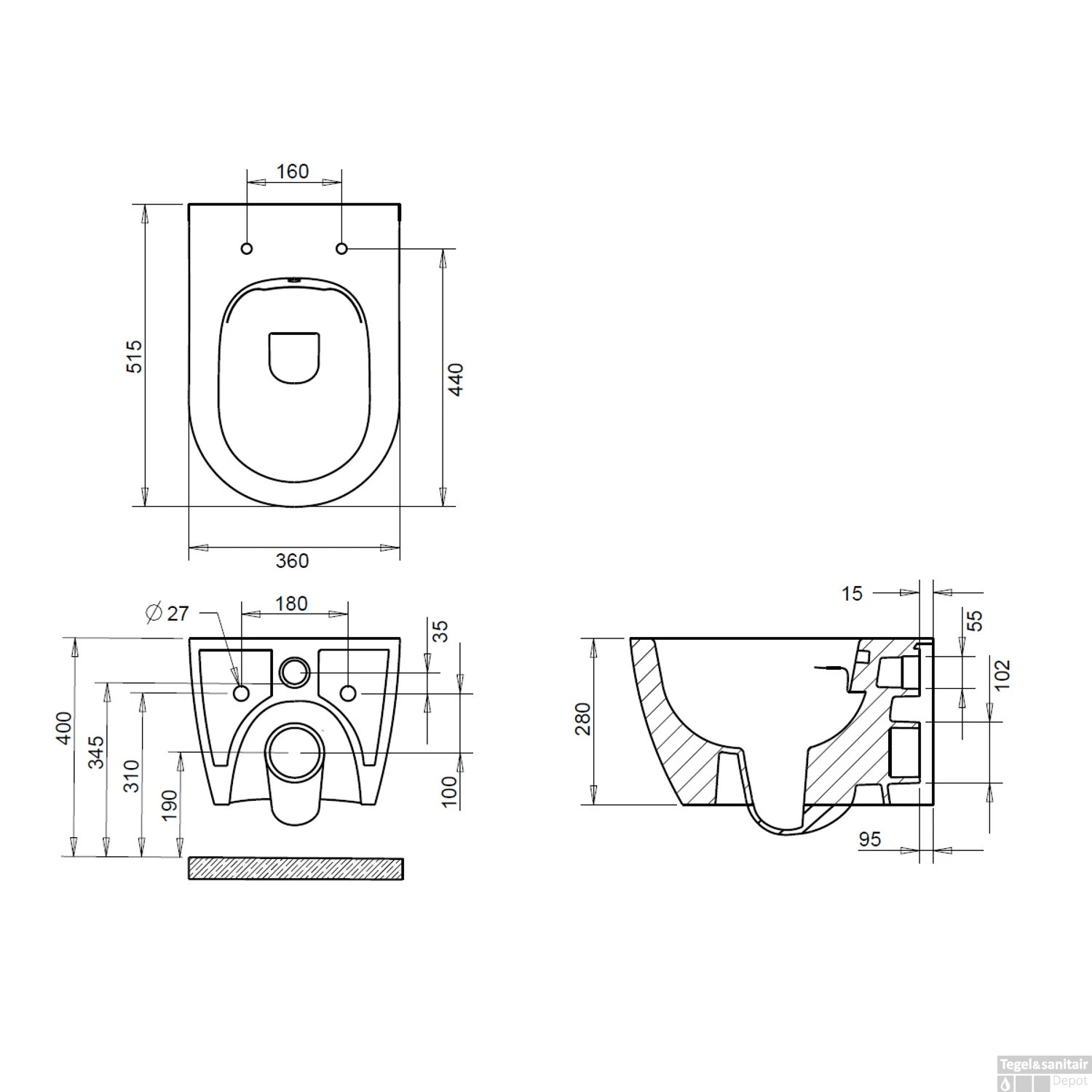 Wandcloset Boss & Wessing Aloni Keramiek Mat Zwart 2 Wandcloset Boss & Wessing Aloni Keramiek Mat Zwart - Afbeelding 2