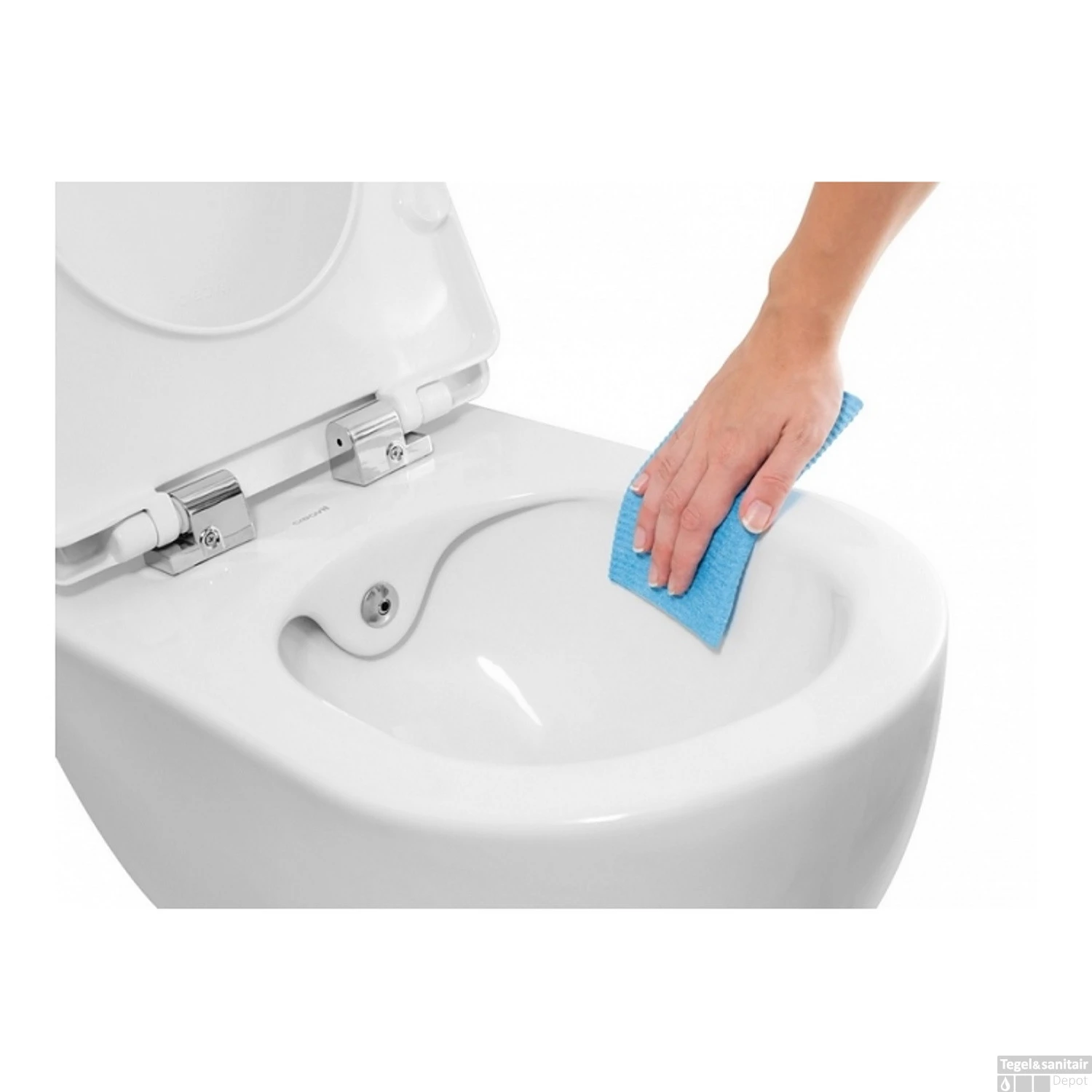 Wandcloset Boss & Wessing Freedom Randloos Met Bidetkraan Koudwater Wit (Excl. Zitting) - Afbeelding 6