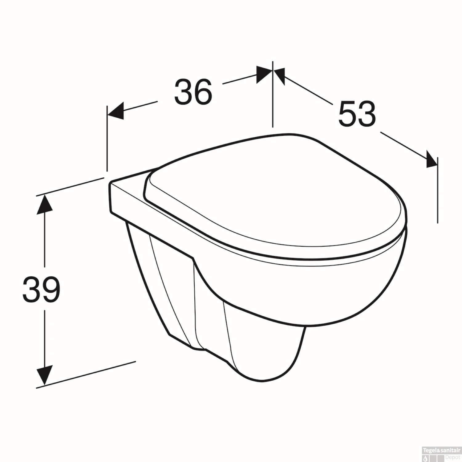 Wandcloset Geberit 280 WC-pack Diepspoel Met Zitting Wit 5 Wandcloset Geberit 280 WC-pack Diepspoel Met Zitting Wit - Afbeelding 5