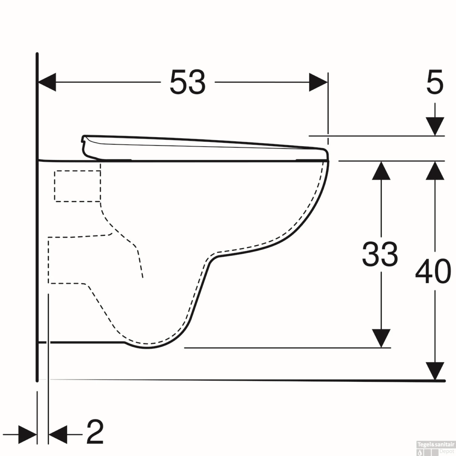 Wandcloset Geberit 280 WC-pack Diepspoel Met Zitting Wit 6 Wandcloset Geberit 280 WC-pack Diepspoel Met Zitting Wit - Afbeelding 6