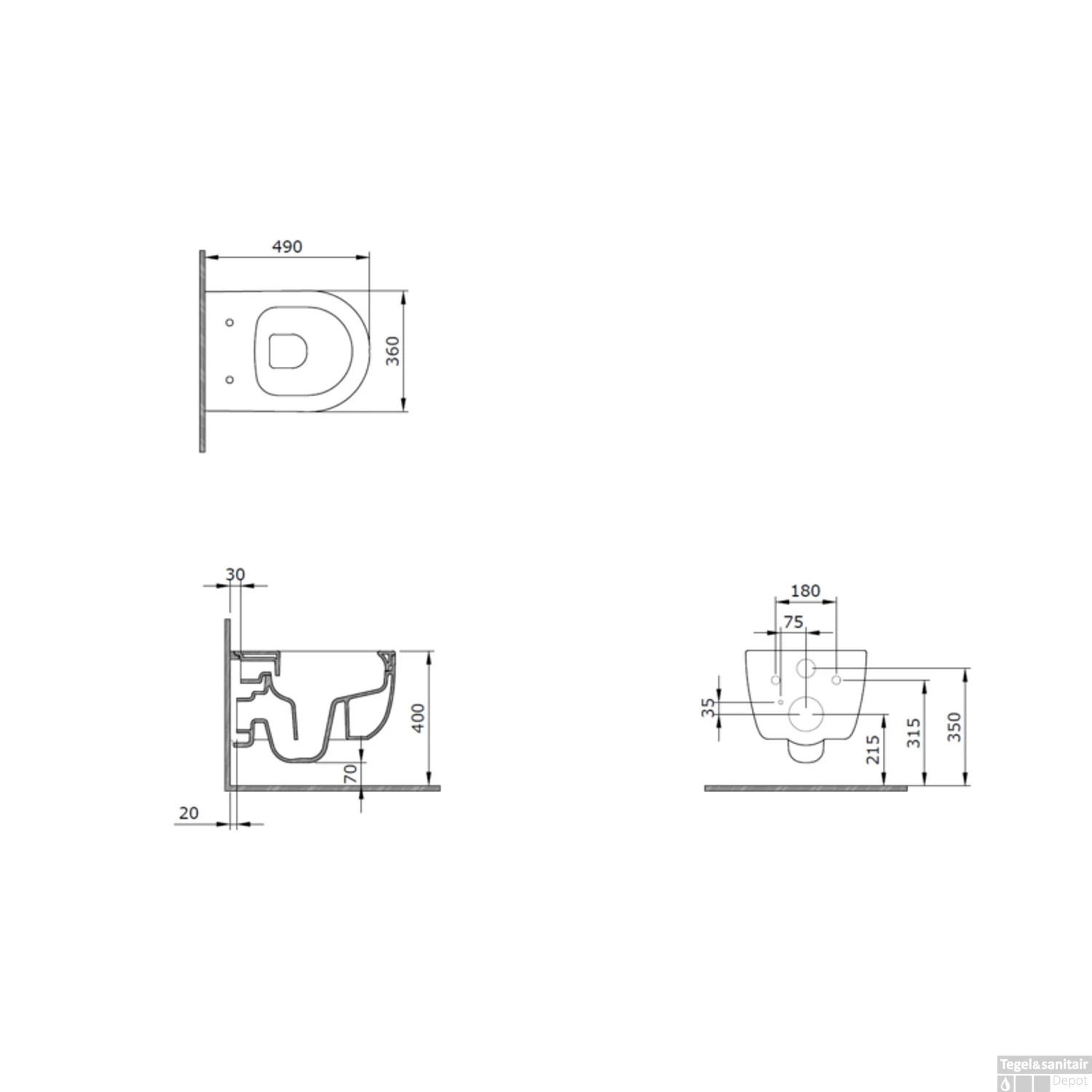 Wandcloset Pack Plieger Kansas Diepspoel Rimless Compact Met Closetzitting 36x49cm Mat Wit 2 Wandcloset Pack Plieger Kansas Diepspoel Rimless Compact Met Closetzitting 36x49cm Mat Wit - Afbeelding 2