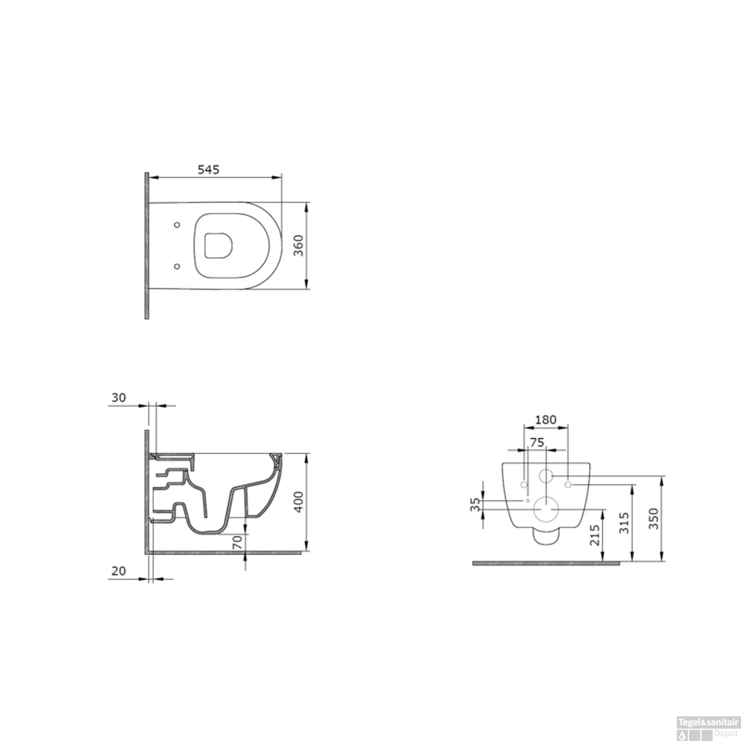 Wandcloset Pack Plieger Kansas Diepspoel Rimless Met Kansas D2 Closetzitting Slim 36x54.5 Cm Wit 2 Wandcloset Pack Plieger Kansas Diepspoel Rimless Met Kansas D2 Closetzitting Slim 36x54.5 Cm Wit - Afbeelding 2