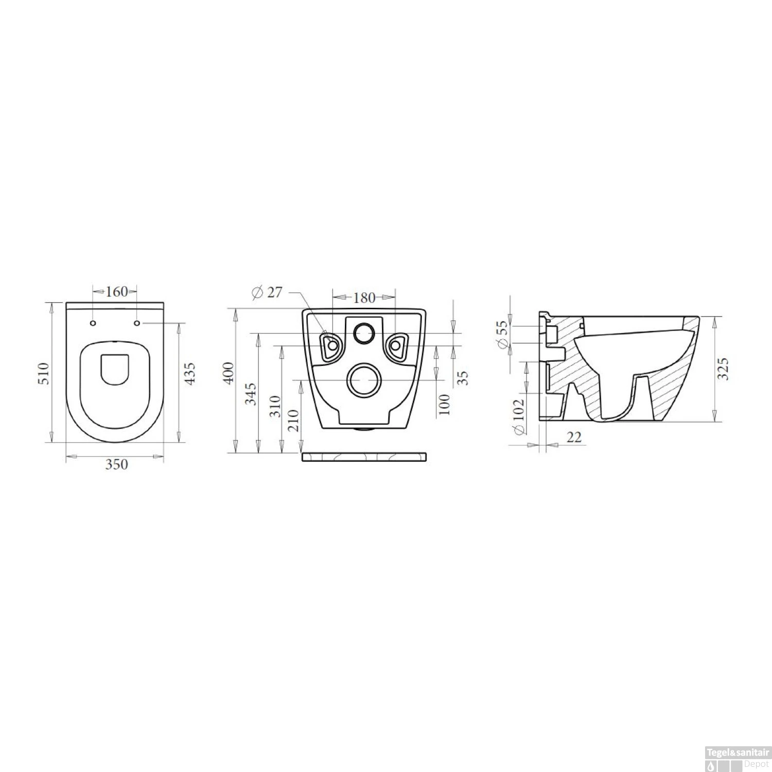 Wandcloset Sanicare Compact Rondo Keramiek 51x36 Cm Wit (Zitting Optioneel) 4 Wandcloset Sanicare Compact Rondo Keramiek 51x36 Cm Wit (Zitting Optioneel) - Afbeelding 4