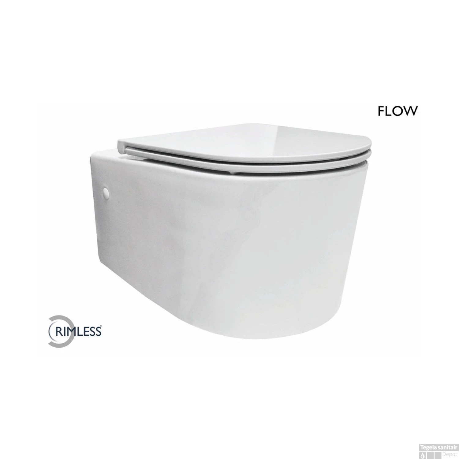 Wandcloset Wiesbaden Flow Rimless Met Flatline Toiletzitting Wit 1 Wandcloset Wiesbaden Flow Rimless Met Flatline Toiletzitting Wit