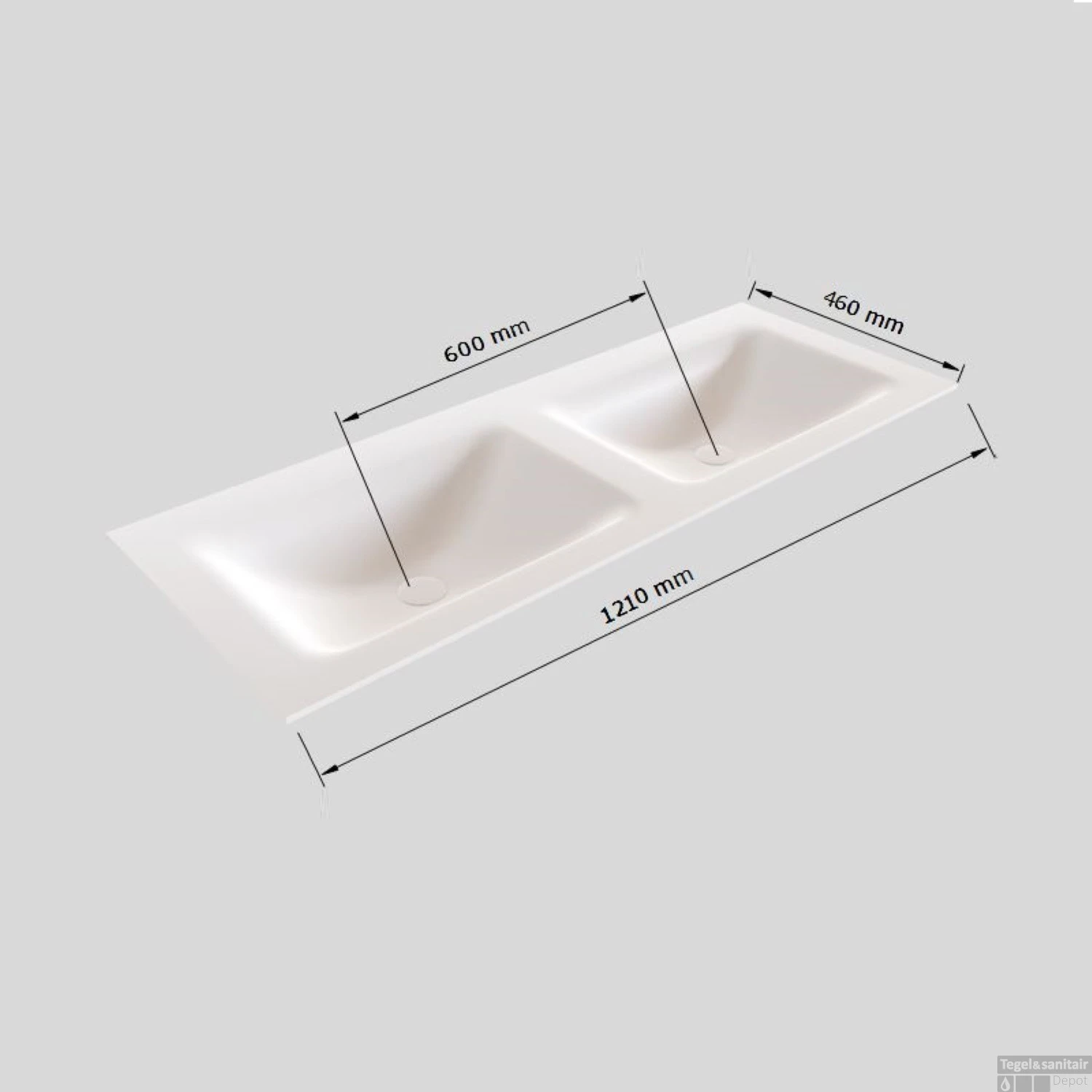 Badkamermeubel Solid Surface BWS Oslo 120x46 Cm Dubbel Mat Wit (2 Kraangaten) 7 Badkamermeubel Solid Surface BWS Oslo 120x46 Cm Dubbel Mat Wit (2 Kraangaten) - Afbeelding 7