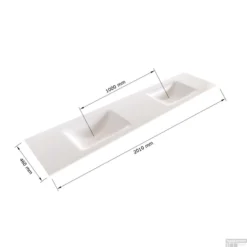 Badkamermeubel Solid Surface BWS Oslo 200x45 Cm Mat Zwart Urban Dubbel (0 Kraangaten, 4 Lades) -Zalig Baden Verkoopwinkel wastafel dubbel 200cm vierkant tech