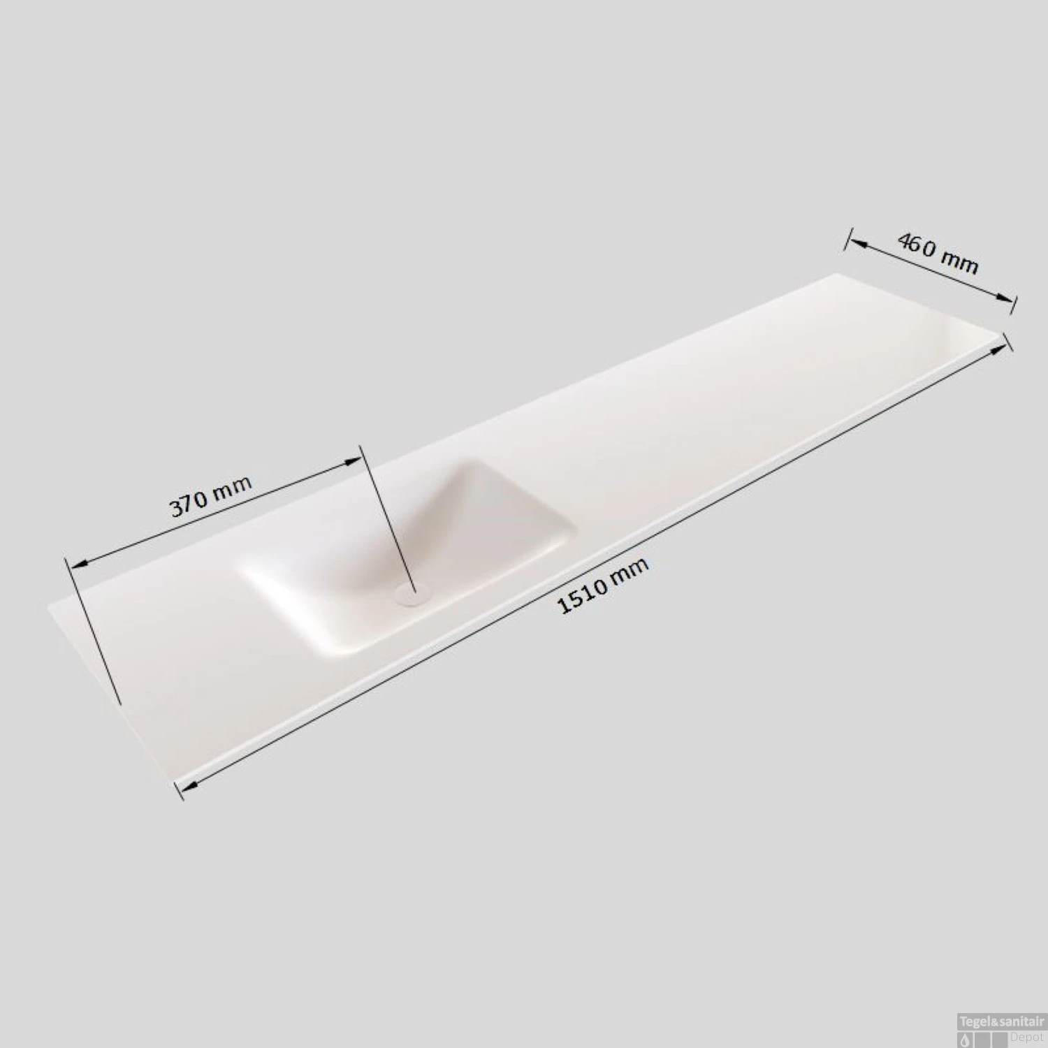 Badkamermeubel Solid Surface BWS Oslo 150x46 Cm Links Mat Wit (zonder Kraangaten) 7 Badkamermeubel Solid Surface BWS Oslo 150x46 Cm Links Mat Wit (zonder Kraangaten) - Afbeelding 7