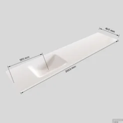 Badkamermeubel Solid Surface BWS Oslo 200x45 Cm Mat Zwart Urban Links (0 Kraangaten, 4 Lades) -Zalig Baden Verkoopwinkel wastafel links 200 cm 4 lades tech 1
