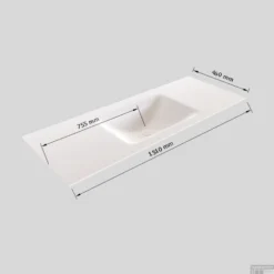 Badkamermeubel Solid Surface BWS Stockholm 150x45 Cm Mat Zwart Urban Midden (0 Kraangaten) -Zalig Baden Verkoopwinkel wastafel midden 150 cm tech 1 12