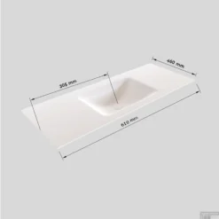 Badkamermeubel Solid Surface BWS Oslo 60x46 Cm Mat Wit (zonder Kraangaten) -Zalig Baden Verkoopwinkel wastafel midden 60 cm tech 6