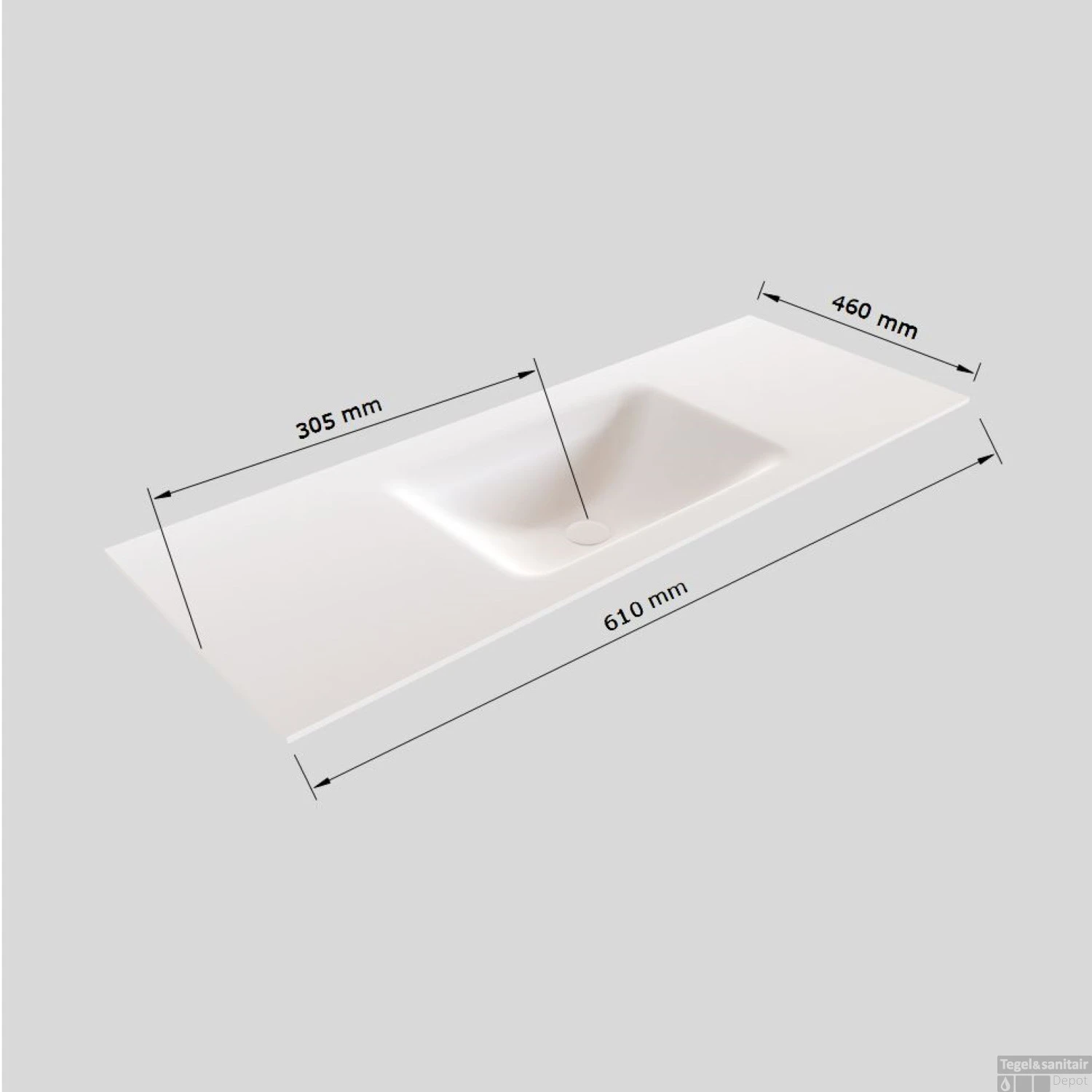 Badkamermeubel Solid Surface BWS Oslo 60x46 Cm Mat Wit (met 1 Kraangat) 7 Badkamermeubel Solid Surface BWS Oslo 60x46 Cm Mat Wit (met 1 Kraangat) - Afbeelding 7
