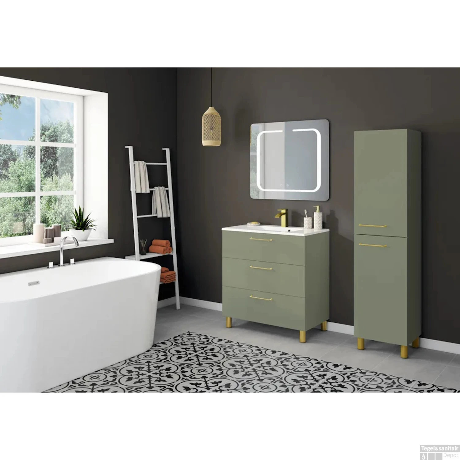 Badmeubelkast Allibert Kobo 40 Cm Eucalyptus Groen 2 Badmeubelkast Allibert Kobo 40 Cm Eucalyptus Groen - Afbeelding 2