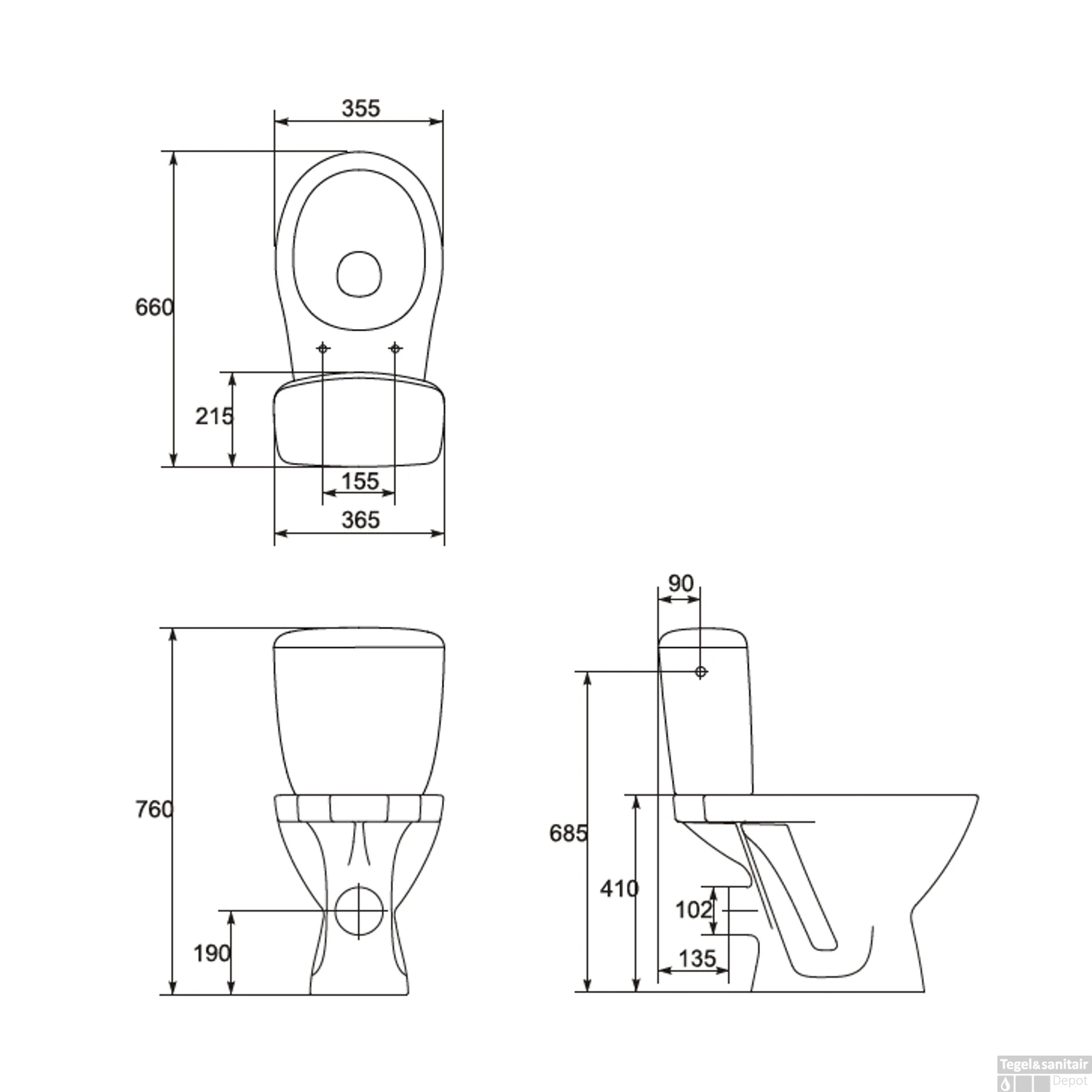 Wc-pack Staand Allibert Kosta Horizontale Afvoer Wit 2 Wc-pack Staand Allibert Kosta Horizontale Afvoer Wit - Afbeelding 2