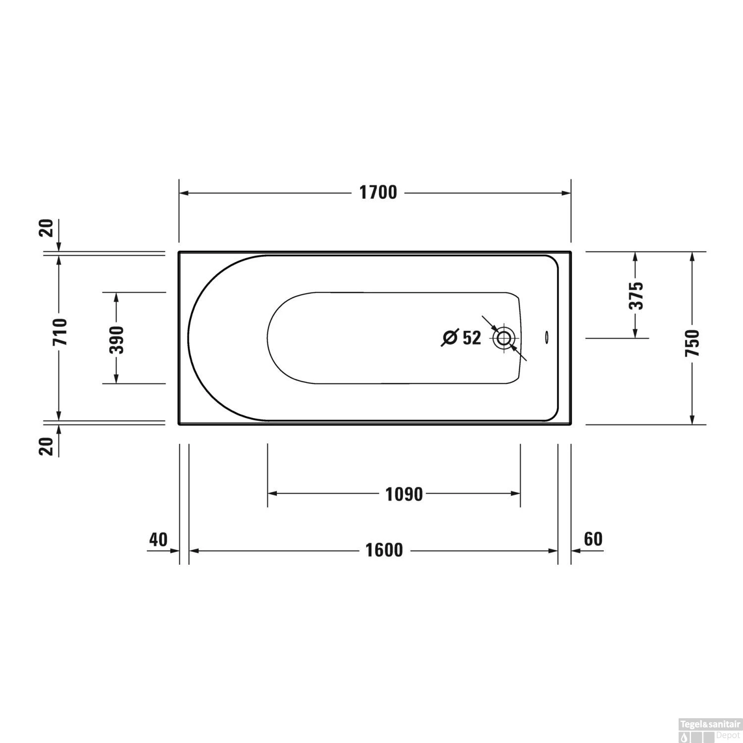 Whirlpool Duravit D-Neo Inbouw 170x75x48.5 Cm Wit 2 Whirlpool Duravit D-Neo Inbouw 170x75x48.5 Cm Wit - Afbeelding 2