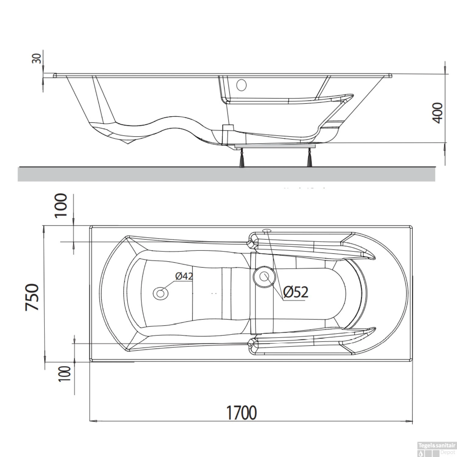 Whirlpoolbad Allibert Namea Dolcea 180x80x53 Cm Incl. Poten Wit 4 Whirlpoolbad Allibert Namea Dolcea 180x80x53 Cm Incl. Poten Wit - Afbeelding 4